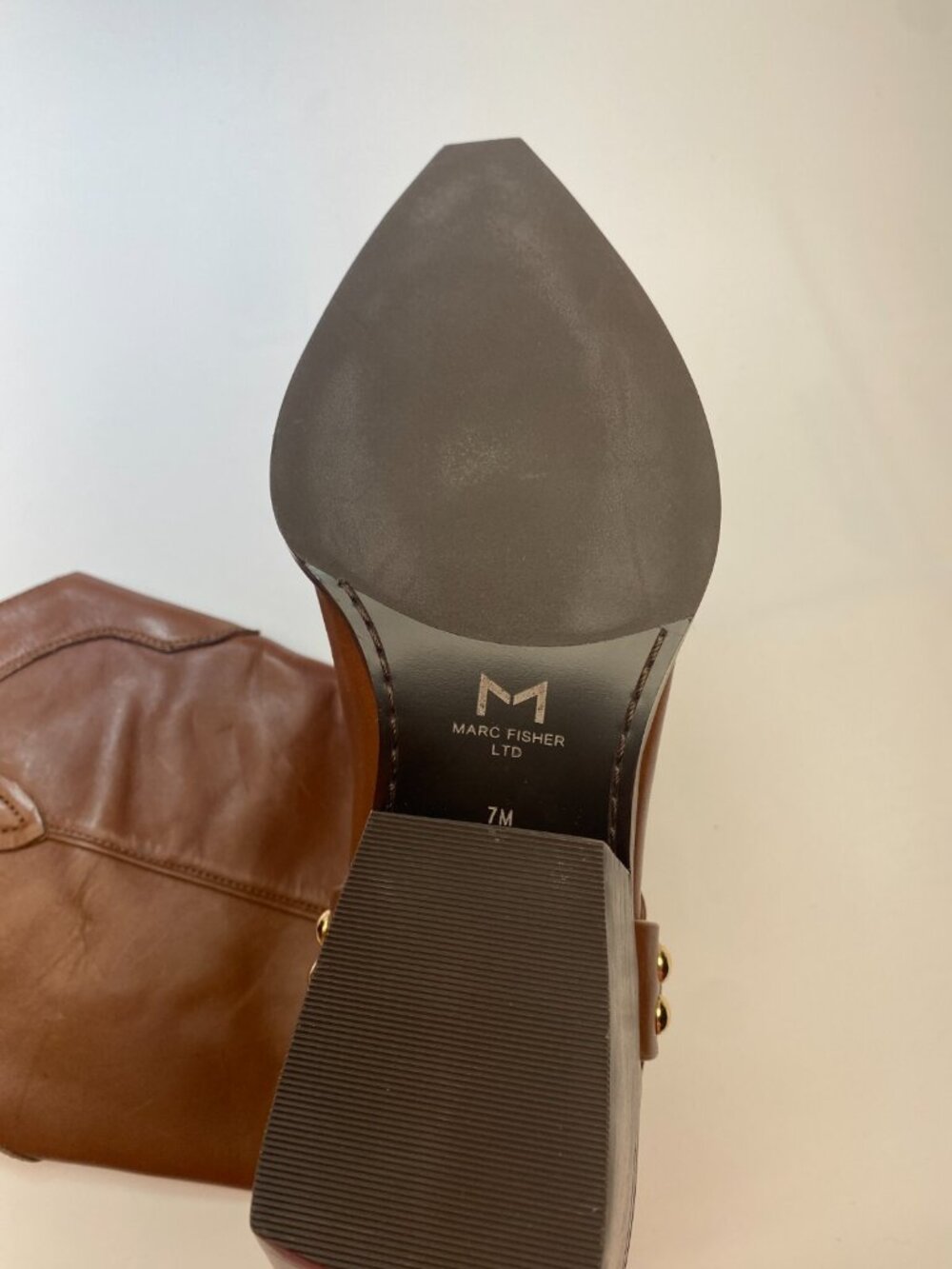 Marc Fisher LTD Womens Rally Leather Strap-and-Grommet Western Brown Boots Sz 7 - Picture 11 of 11